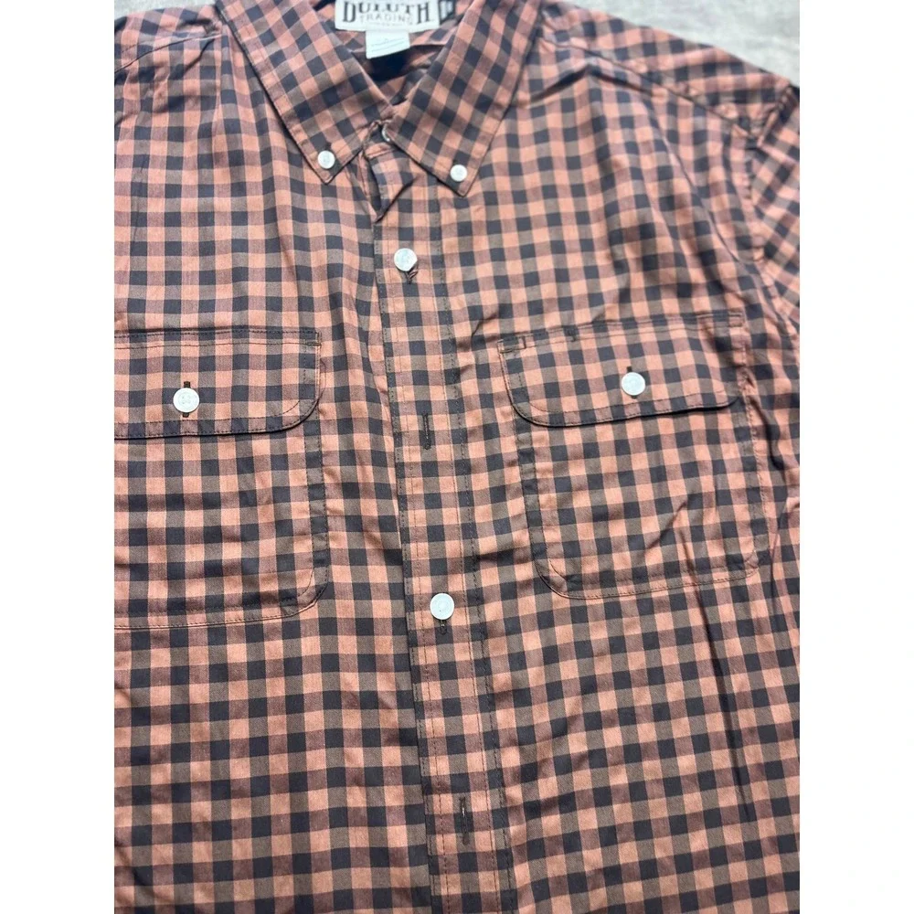 Duluth‎ Trading Co Mens Long Sleeve Gingham Plaid Button Up Shirt Size L